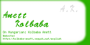 anett kolbaba business card